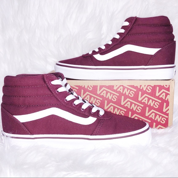 burgundy high top vans